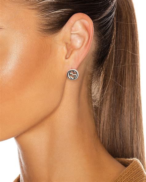 gucci stud earrings sale|Gucci interlocking earrings.